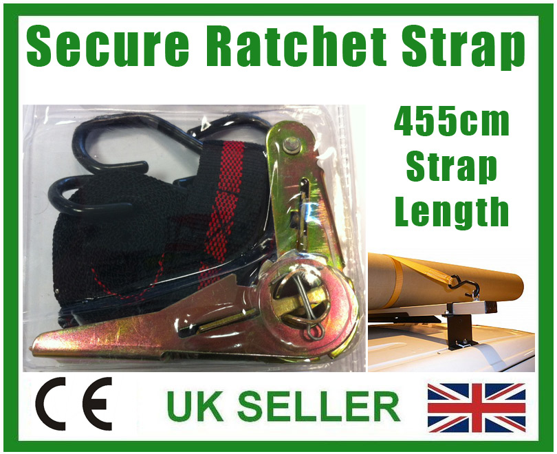 Secure Ratchet Strap, 455cm Length, 4.55m Tie Down for Roof Racks eBay