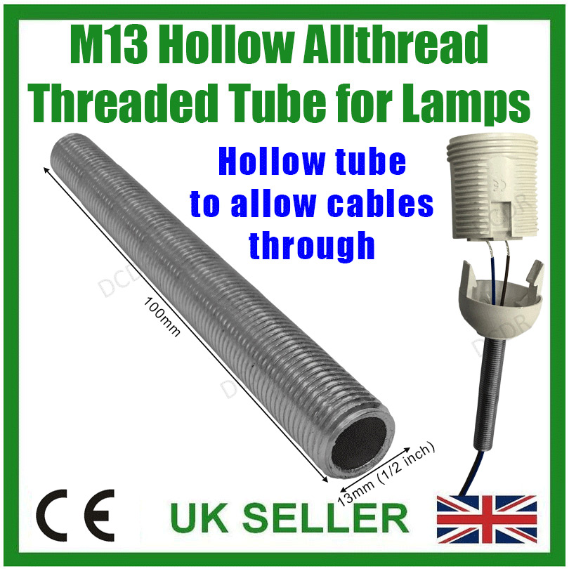 Electrical Lamp Socket 2x M10 100mm x 10mm Allthread Hollow Threaded Rod Tube 