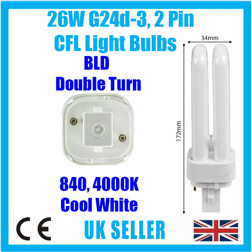 Halco 26W Triple Tube GX24Q-3 CFL Bulb – 3500K White Light, 12000-Hour Life