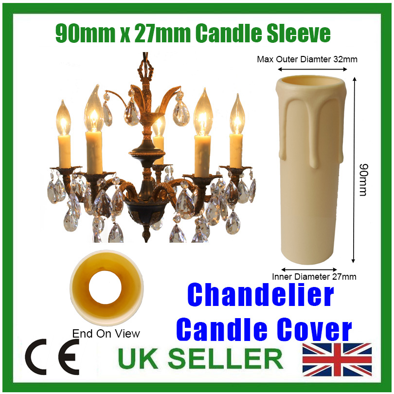 2x White Drip Candle Wax Effect Chandelier Light Bulb Cover Sleeve 90mm x 27mm
