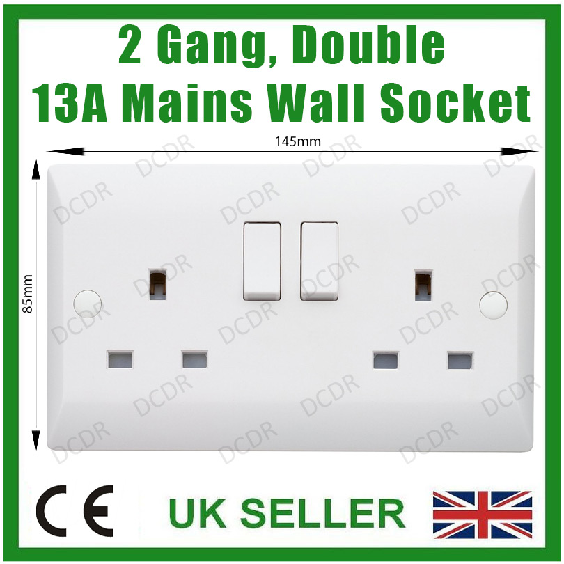 13 Amp de doble pared simple Socket 1 2 Banda Eléctrica De Pared Enchufe O Placa Frontal