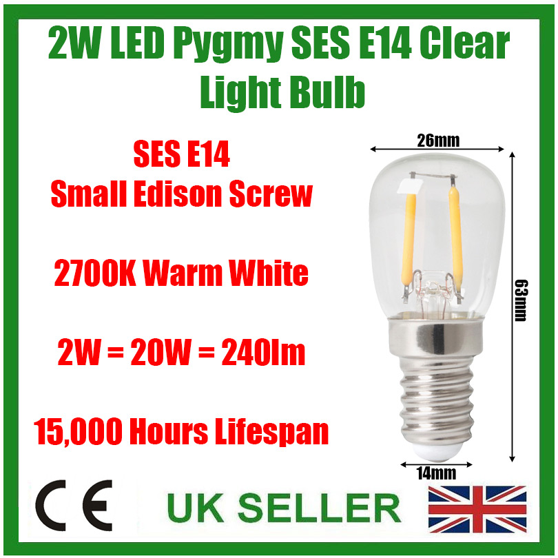 =15W LED Pygmy 6500K Filament Appliance SES E14 Edison Screw Light Bulb 12x 2W 