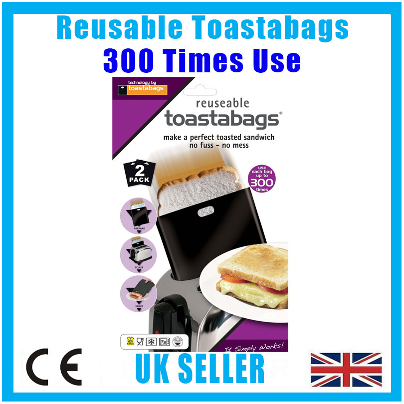 2x 300 Times Reusable Toastabags No Mess Toaster Tostie Sandwich Bags 