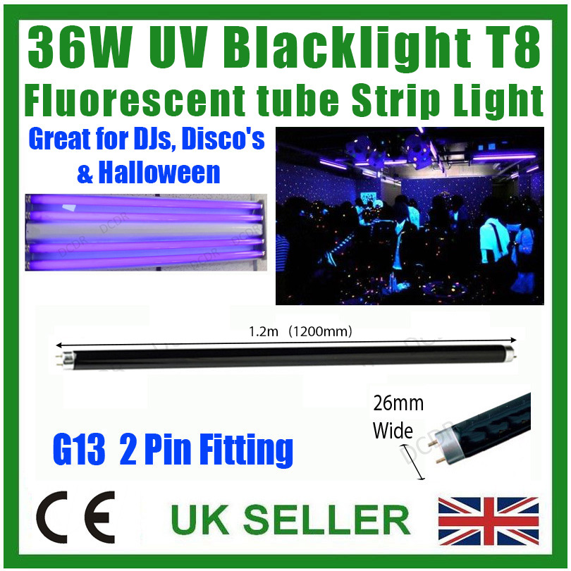 36W T8 UV 1.2m Ultraviolet Blacklight Tube Strip Light DJ Disco Halloween Lamp