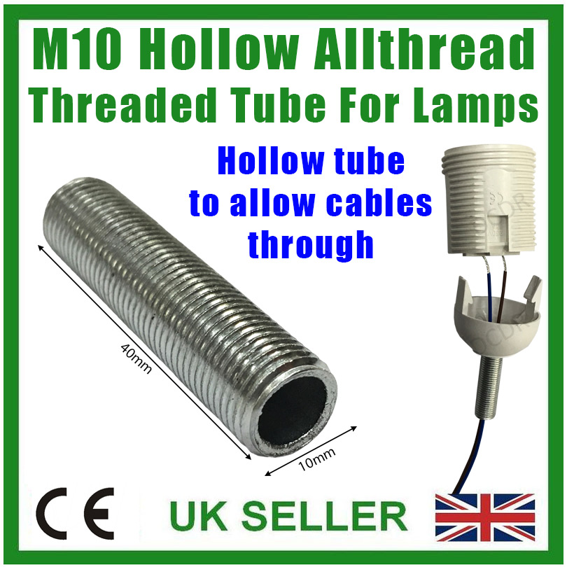 1x M10 50mm x 10mm allthread creux tige filetée tube for electrical lamp socket 