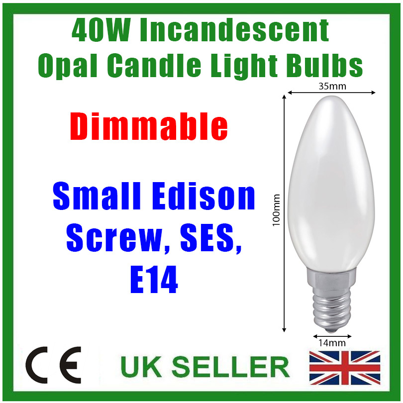 4x 40W Opal/Pearl Dimmable Incandescent Standard Candle Light Bulbs SES E14 Lamp