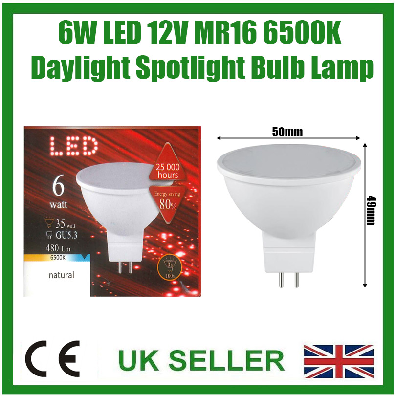 6W LED MR16 Spot 12V 6500K Natural Daylight GU5.3 Spotlight Bulb Lamp =35W