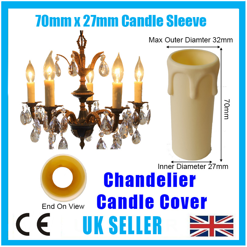 2x White Drip Candle Wax Effect Chandelier Light Bulb Cover Sleeve 70mm x 27mm 