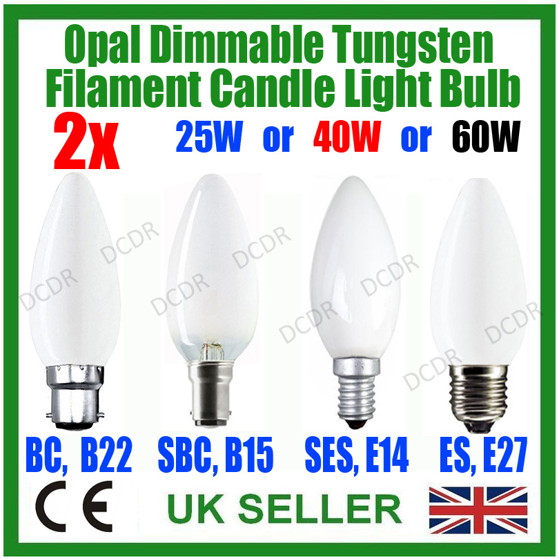 2x Clear Candle Dimmable Standard Light Bulbs 25W 40W 60W BC ES SBC SES Lamps 