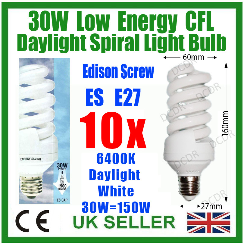 12x 14 W = 70 W Basse Énergie CFL Mini Spirale Ampoules ES E27 à Vis Edison Lampe 