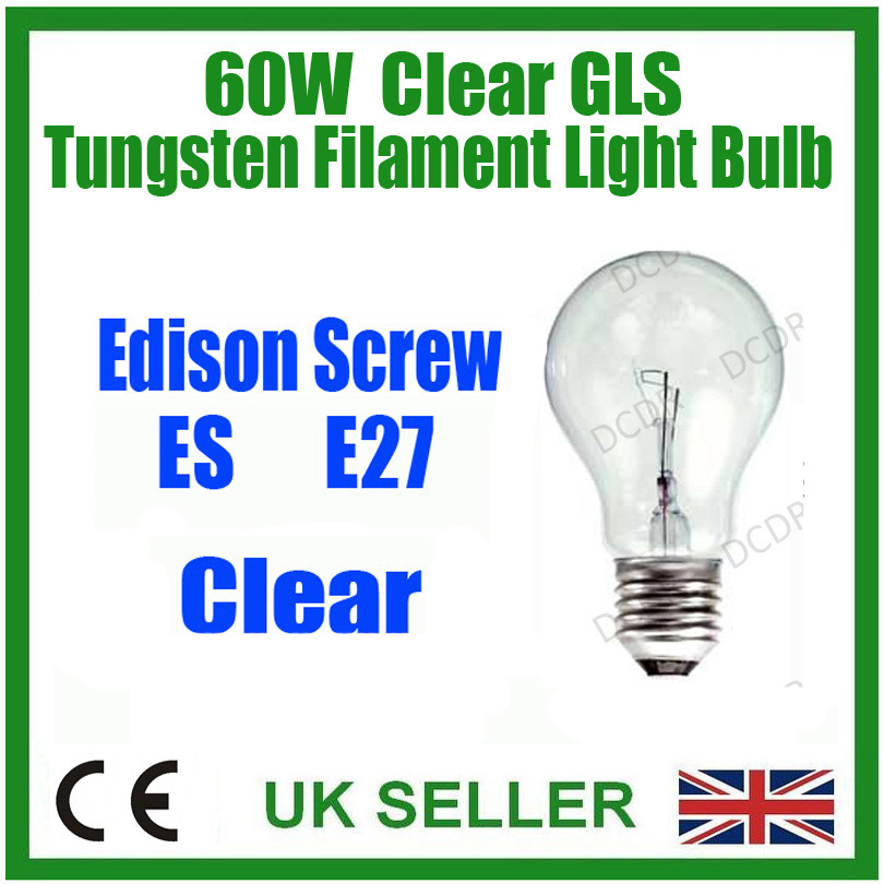 8x 60 W Incandescent Clair GLS Ampoules ES E27 à Vis Edison