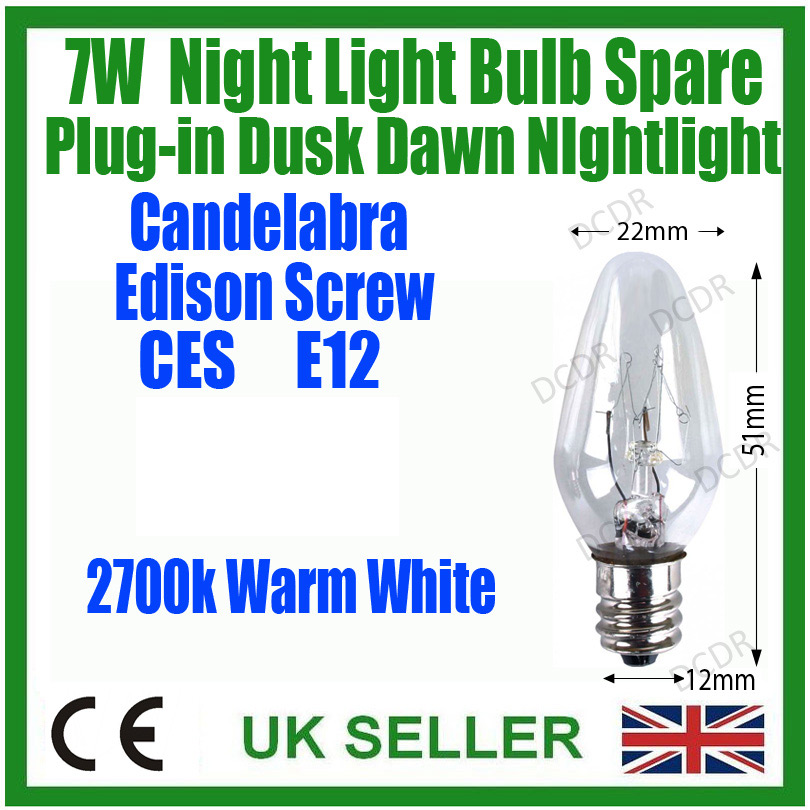 Plug In Automatic Night Light Dusk to Dawn Home UK Plug Spare Bulb