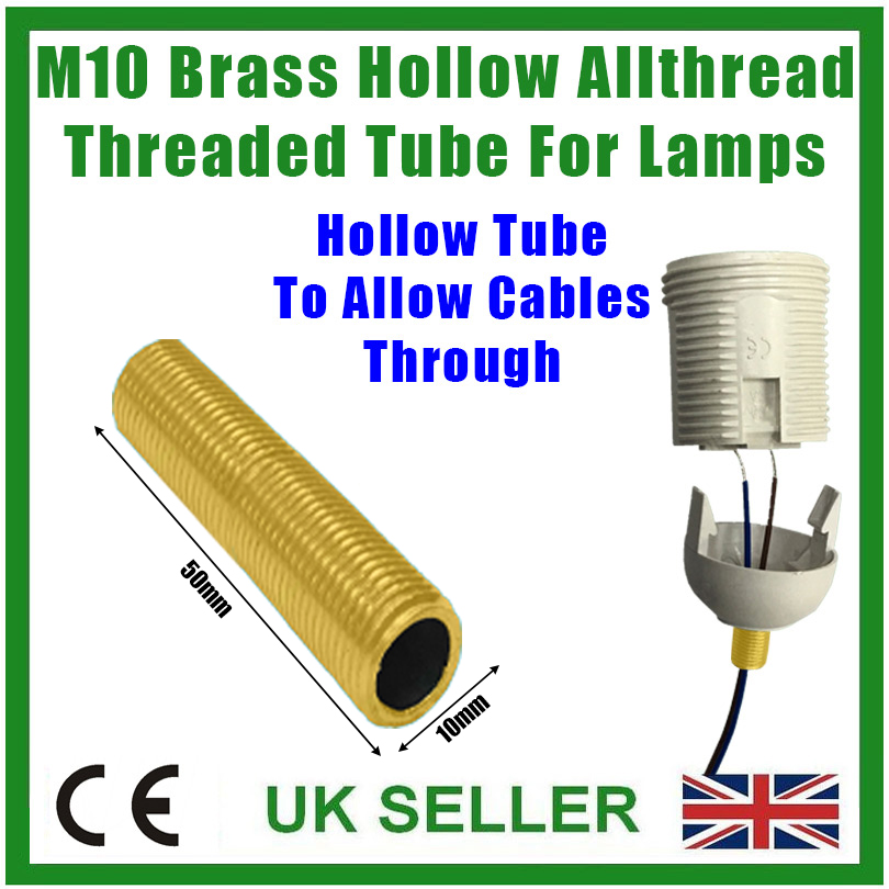 électrique Lampe Socket 1x M10 130 mm x 10 mm allthread creux tige filetée Tube