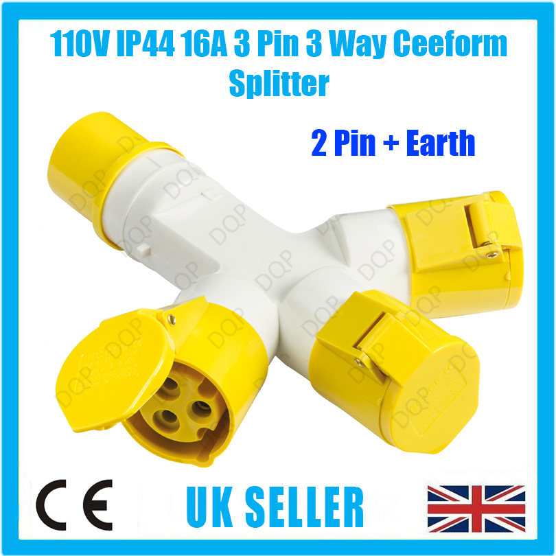 16A 110V Construction Industry IP44 Heavy Duty Ceeform 3 Pin Power Plug Socket 