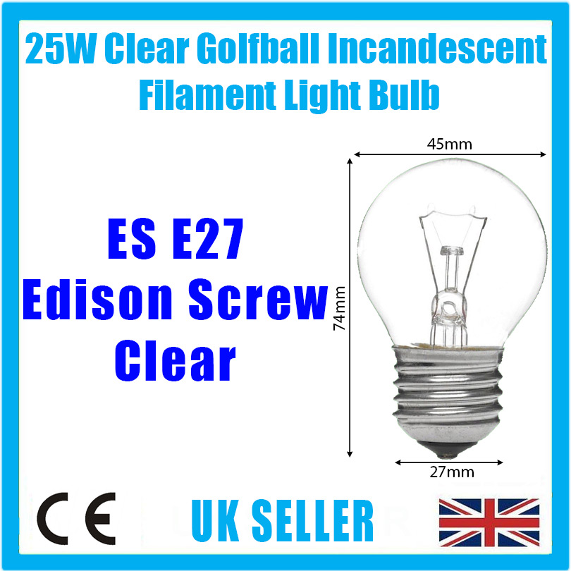 6x 60w Golfball Incandescent Dimmable Standard Clear ES E27 Light Bulb Lamp