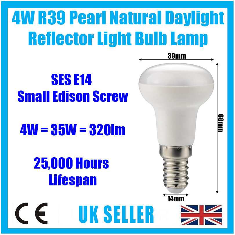 LED R39 Reflector Pearl 3000K SES E14 Edison Screw Light Bulb Lamp 10x 4W =35W 